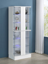 Cabra Display Case Curio Cabinet with Glass Shelves and LED Lighting White High Gloss | Coaster - 950397 - Home Elegance USA - 3