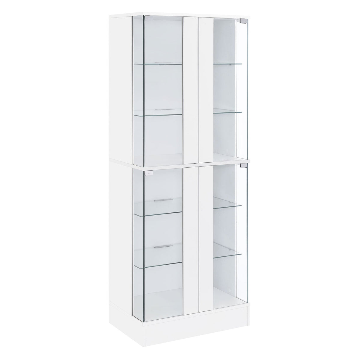 Cabra Display Case Curio Cabinet with Glass Shelves and LED Lighting White High Gloss | Coaster | Home Elegance USA