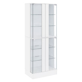 Cabra Display Case Curio Cabinet with Glass Shelves and LED Lighting White High Gloss | Coaster | Home Elegance USA