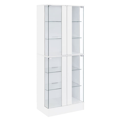 Cabra Display Case Curio Cabinet with Glass Shelves and LED Lighting White High Gloss | Coaster - 950397 - Home Elegance USA - 1