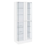 Curio Cabinet - Cabra Display Case Curio Cabinet with Glass Shelves and LED Lighting White High Gloss