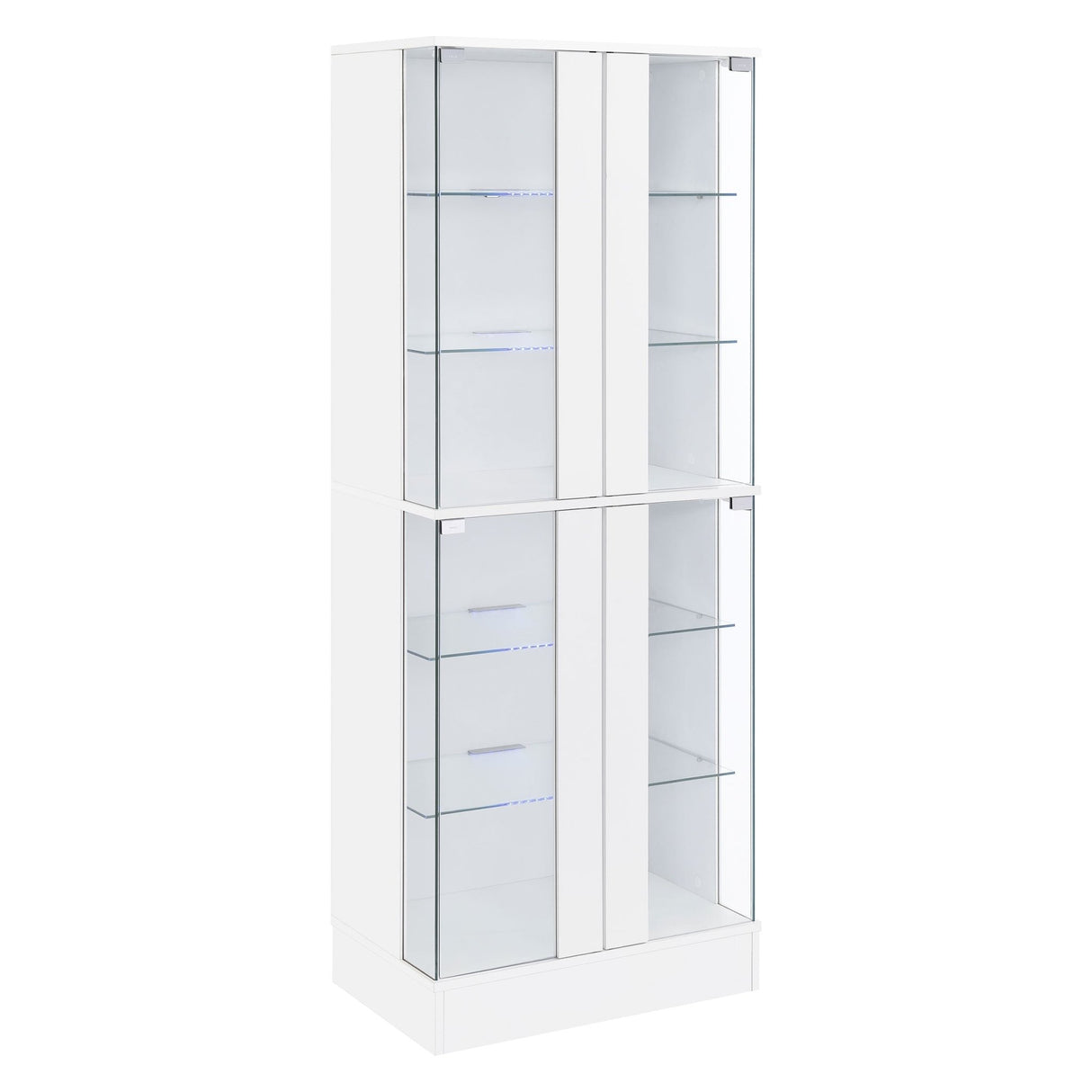 Cabra Display Case Curio Cabinet with Glass Shelves and LED Lighting White High Gloss | Coaster | Home Elegance USA