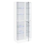 Cabra Display Case Curio Cabinet with Glass Shelves and LED Lighting White High Gloss | Coaster | Home Elegance USA