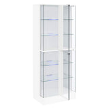 Curio Cabinet - Cabra Display Case Curio Cabinet with Glass Shelves and LED Lighting White High Gloss