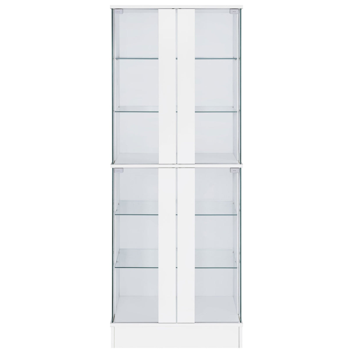 Cabra Display Case Curio Cabinet with Glass Shelves and LED Lighting White High Gloss | Coaster | Home Elegance USA