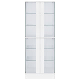 Cabra Display Case Curio Cabinet with Glass Shelves and LED Lighting White High Gloss | Coaster | Home Elegance USA