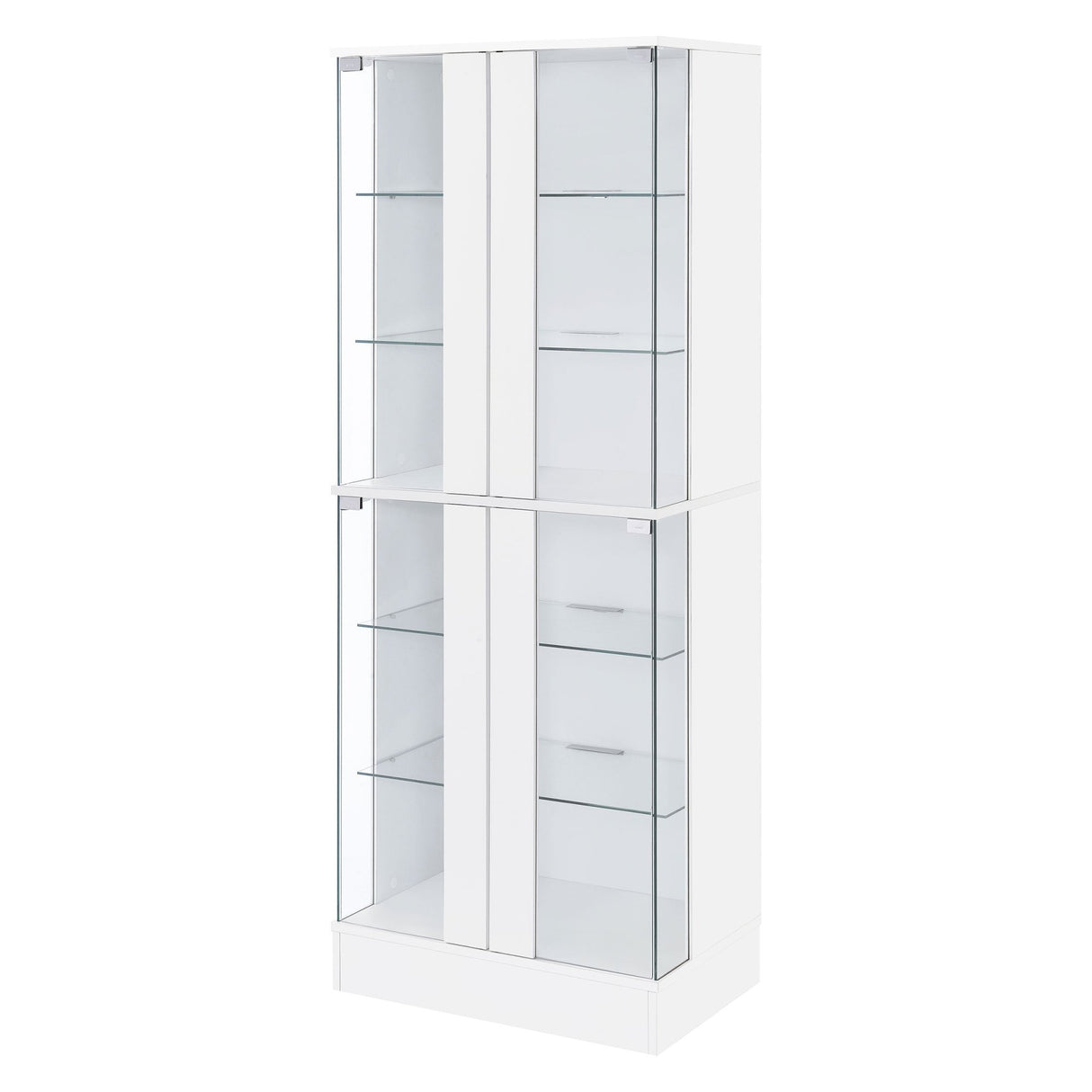 Cabra Display Case Curio Cabinet with Glass Shelves and LED Lighting White High Gloss | Coaster | Home Elegance USA