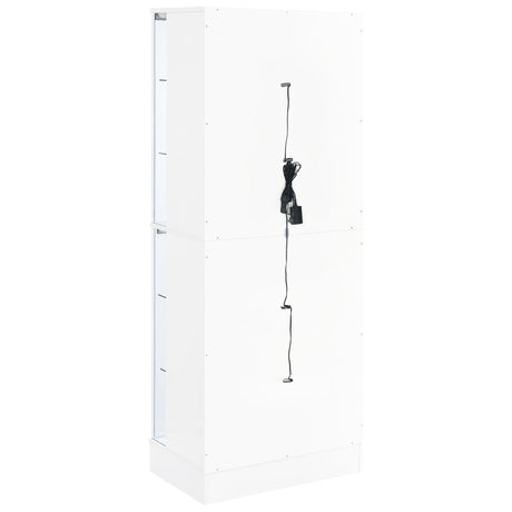 Curio Cabinet - Cabra Display Case Curio Cabinet with Glass Shelves and LED Lighting White High Gloss