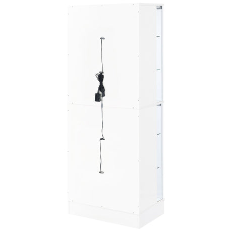 Cabra Display Case Curio Cabinet with Glass Shelves and LED Lighting White High Gloss | Coaster | Home Elegance USA