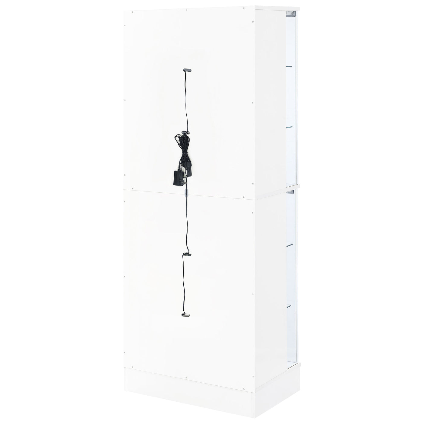 Curio Cabinet - Cabra Display Case Curio Cabinet with Glass Shelves and LED Lighting White High Gloss