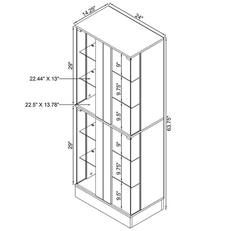 Curio Cabinet - Cabra Display Case Curio Cabinet with Glass Shelves and LED Lighting White High Gloss