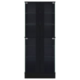 Curio Cabinet - Cabra Display Case Curio Cabinet with Glass Shelves and LED Lighting Black High Gloss