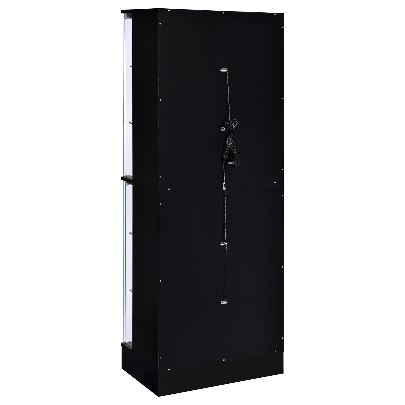 Curio Cabinet - Cabra Display Case Curio Cabinet with Glass Shelves and LED Lighting Black High Gloss