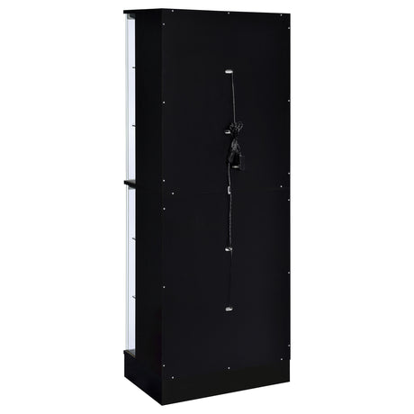 Curio Cabinet - Cabra Display Case Curio Cabinet with Glass Shelves and LED Lighting Black High Gloss