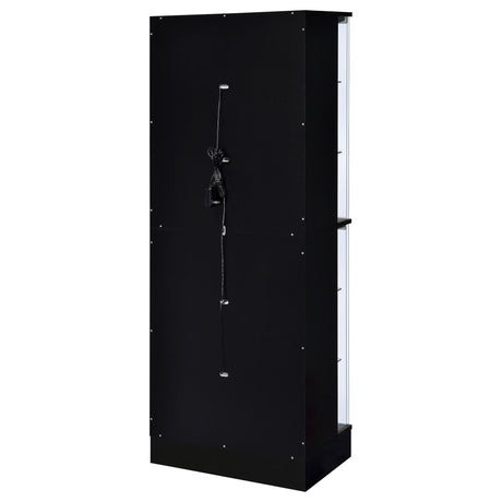 Cabra Display Case Curio Cabinet with Glass Shelves and LED Lighting Black High Gloss | Coaster | Home Elegance USA