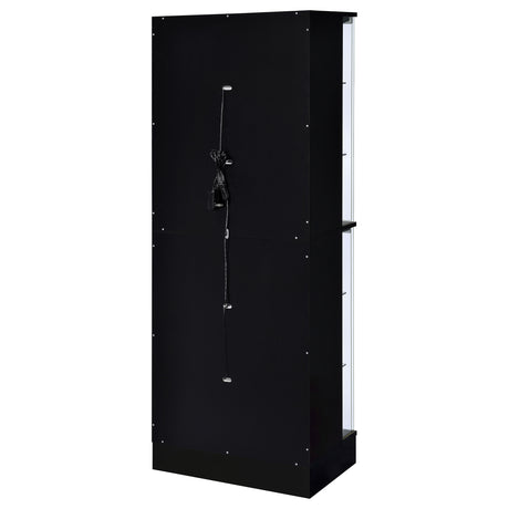 Curio Cabinet - Cabra Display Case Curio Cabinet with Glass Shelves and LED Lighting Black High Gloss