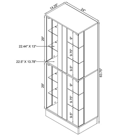 Curio Cabinet - Cabra Display Case Curio Cabinet with Glass Shelves and LED Lighting Black High Gloss