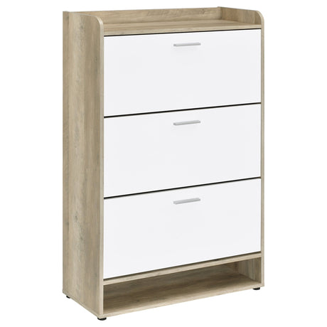 Denia 3 - tier Shoe Storage Cabinet Antique Pine and White | Coaster - 950403 - Home Elegance USA - 1