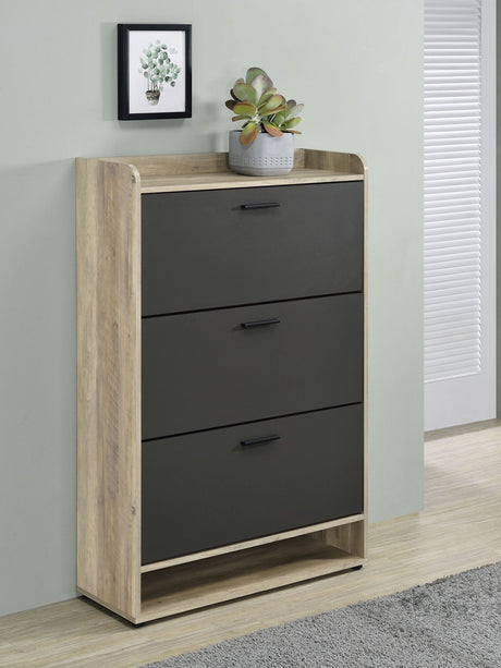 Denia 3 - tier Shoe Storage Cabinet Antique Pine and Grey | Coaster - 950404 - Home Elegance USA - 2