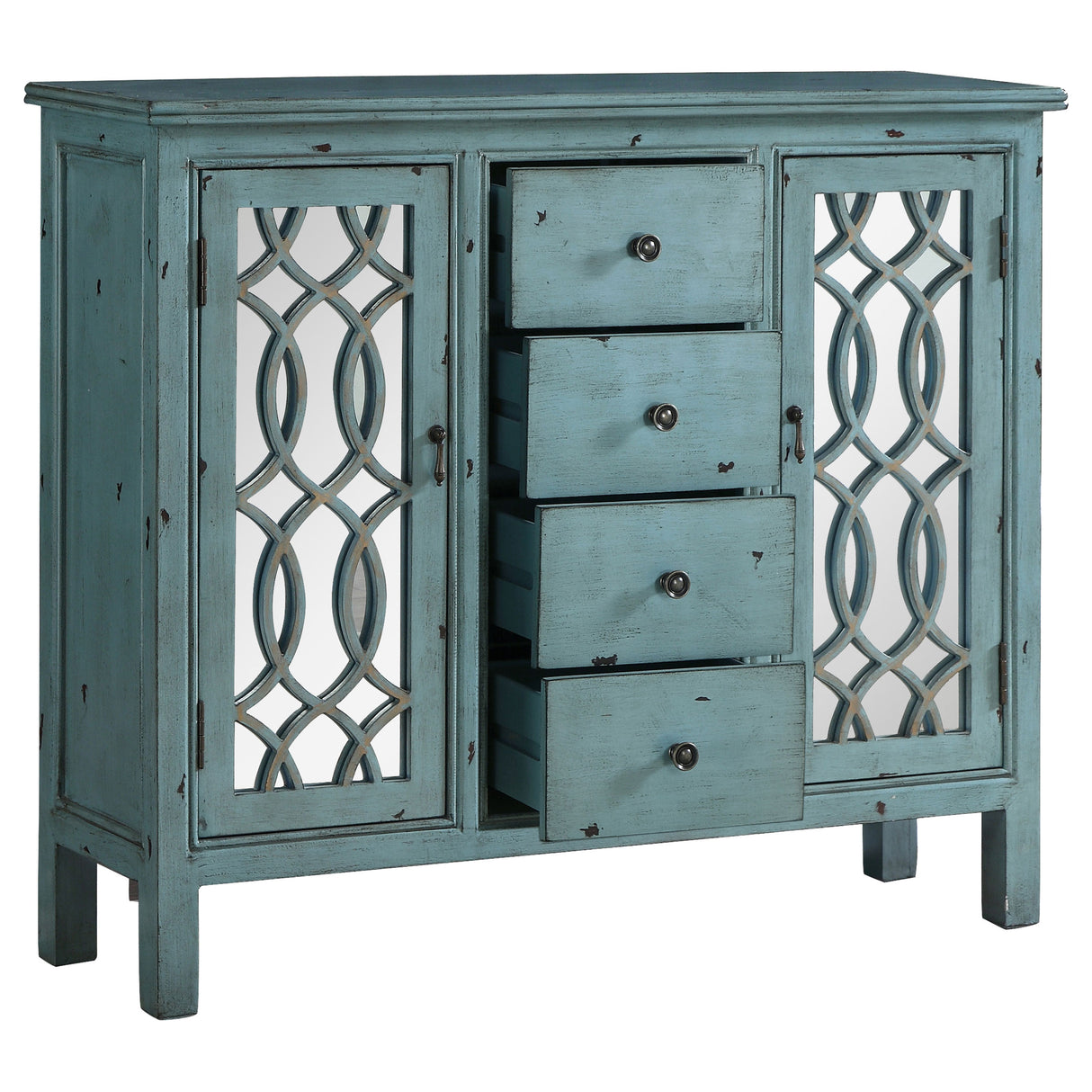 Accent Cabinet - Rue 4-drawer Accent Cabinet Antique Blue