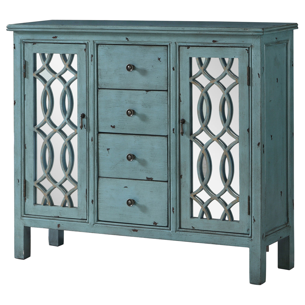 Accent Cabinet - Rue 4-drawer Accent Cabinet Antique Blue