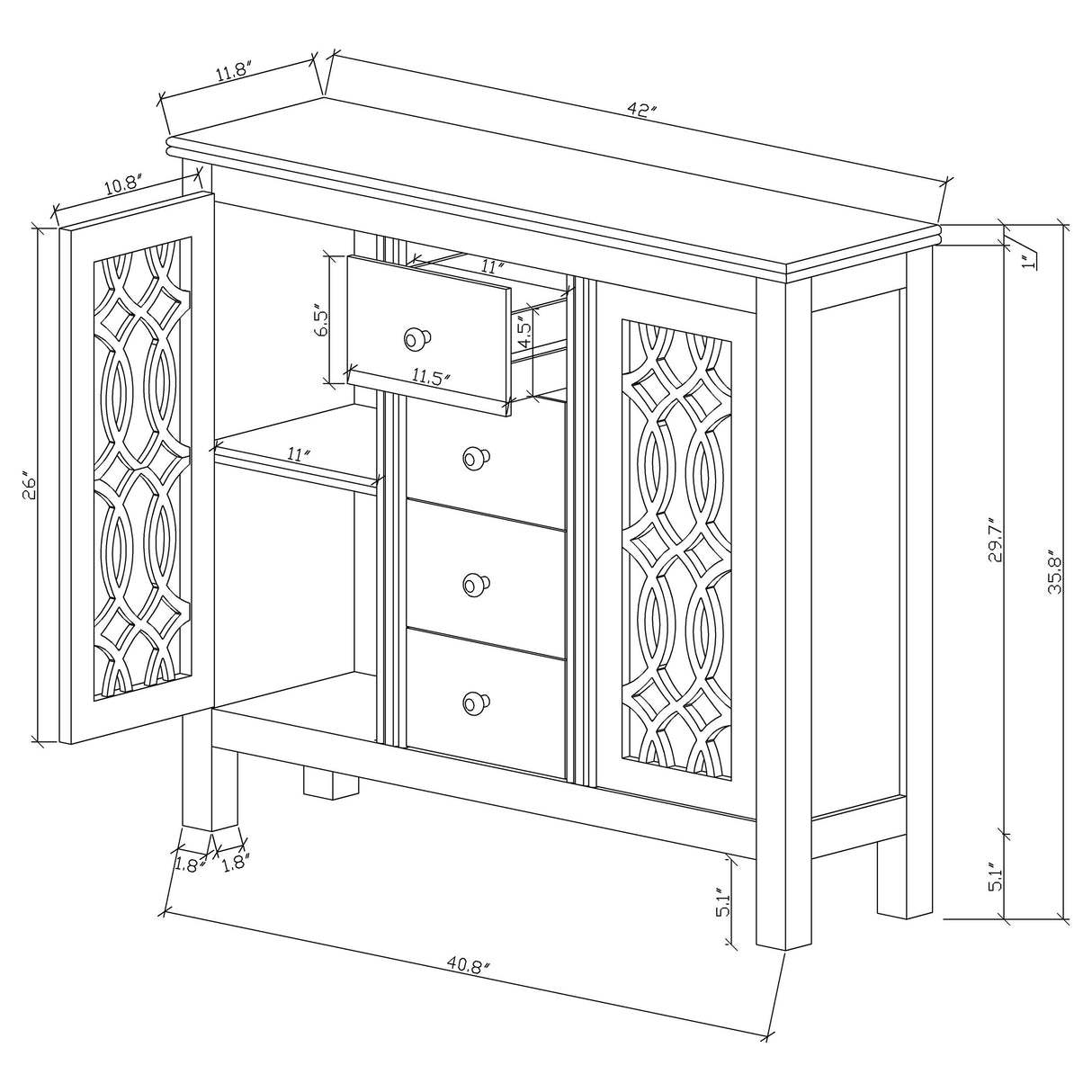 Accent Cabinet - Rue 4-drawer Accent Cabinet Antique Blue