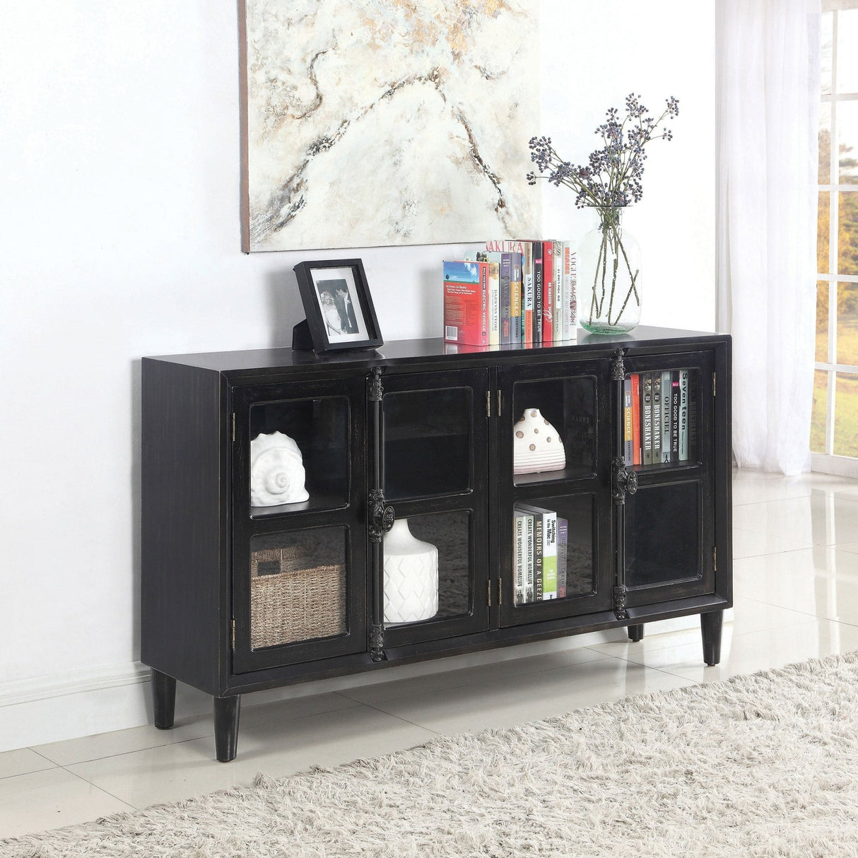 Accent Cabinet - Sylvia 4-door Accent Cabinet Black