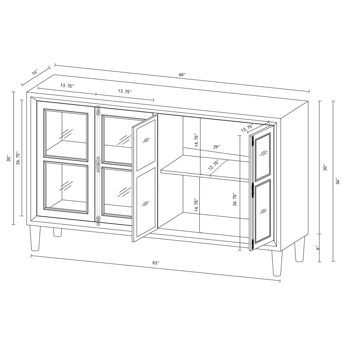 Accent Cabinet - Sylvia 4-door Accent Cabinet Black