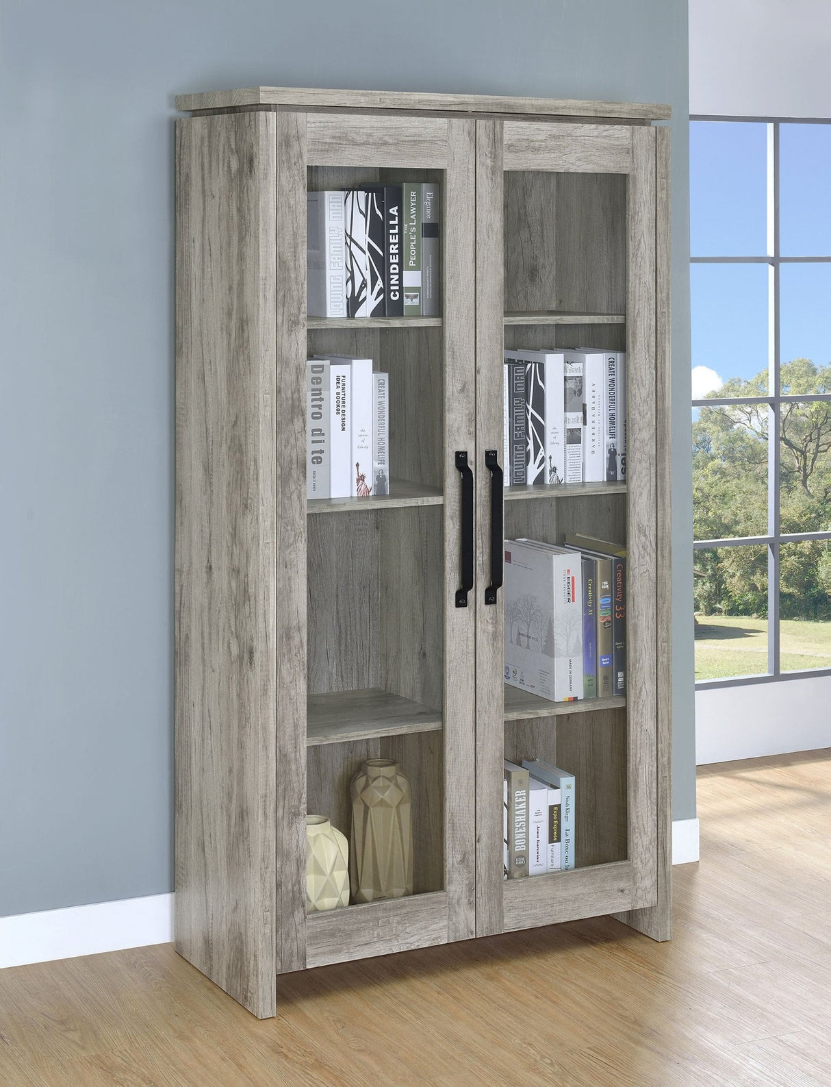 Alejo 2 - door Tall Cabinet Grey Driftwood | Coaster - 950783 - Home Elegance USA - 2