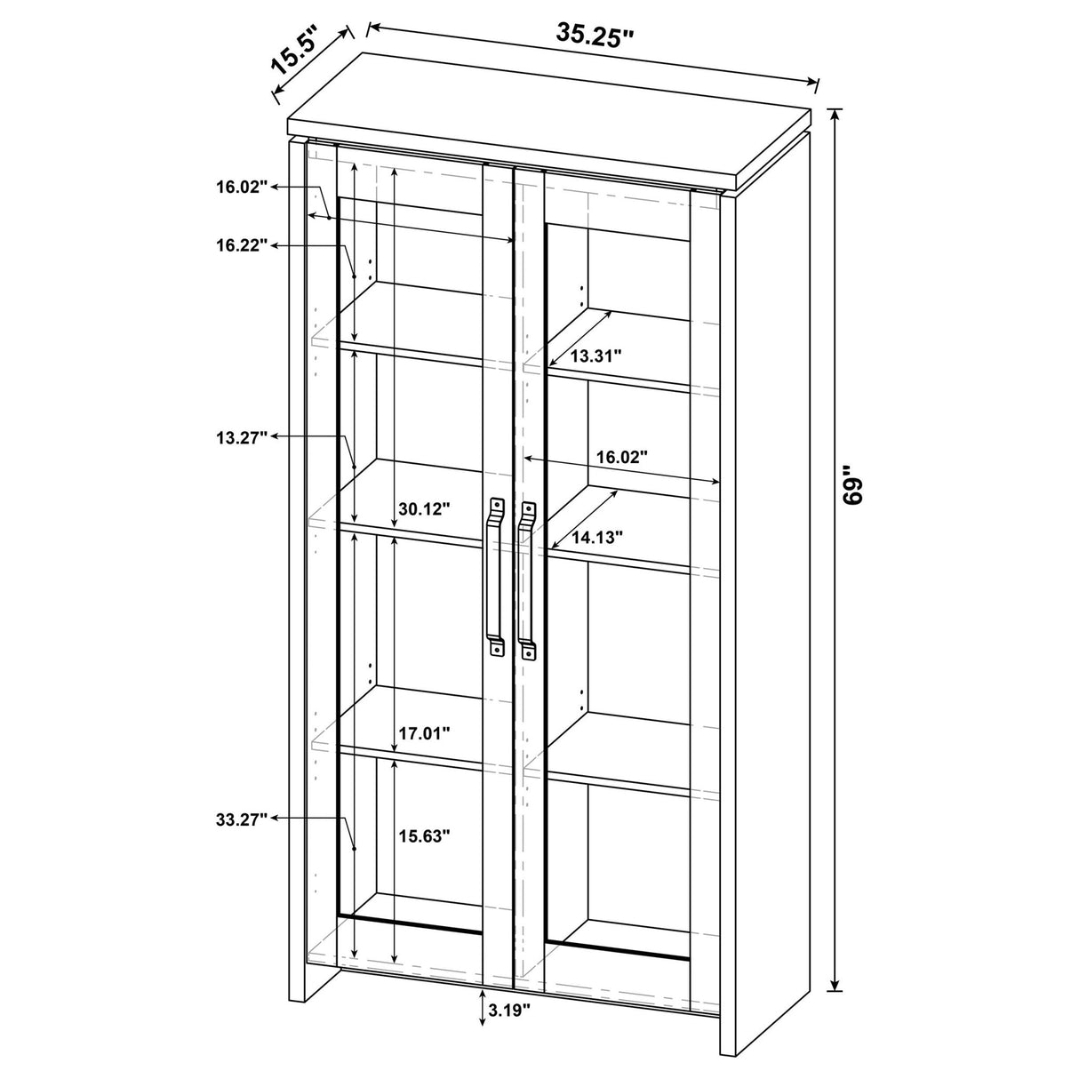 Alejo 2 - door Tall Cabinet Grey Driftwood | Coaster | Home Elegance USA