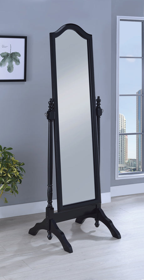 Cheval Mirror - Cabot Rectangular Cheval Mirror with Arched Top Black