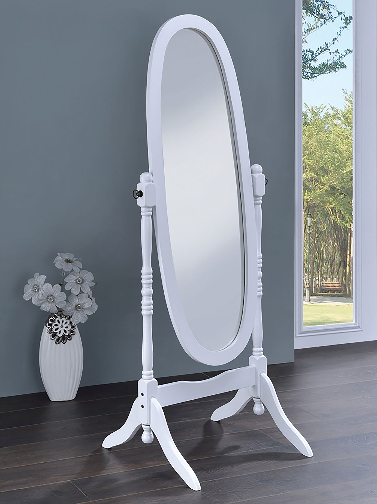 Cheval Mirror - Foyet Oval Cheval Mirror White