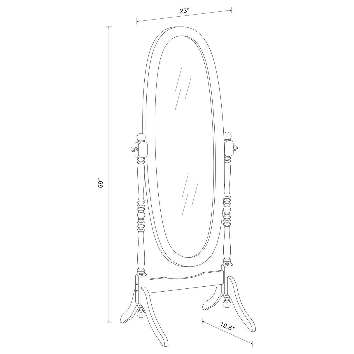 Cheval Mirror - Foyet Oval Cheval Mirror White