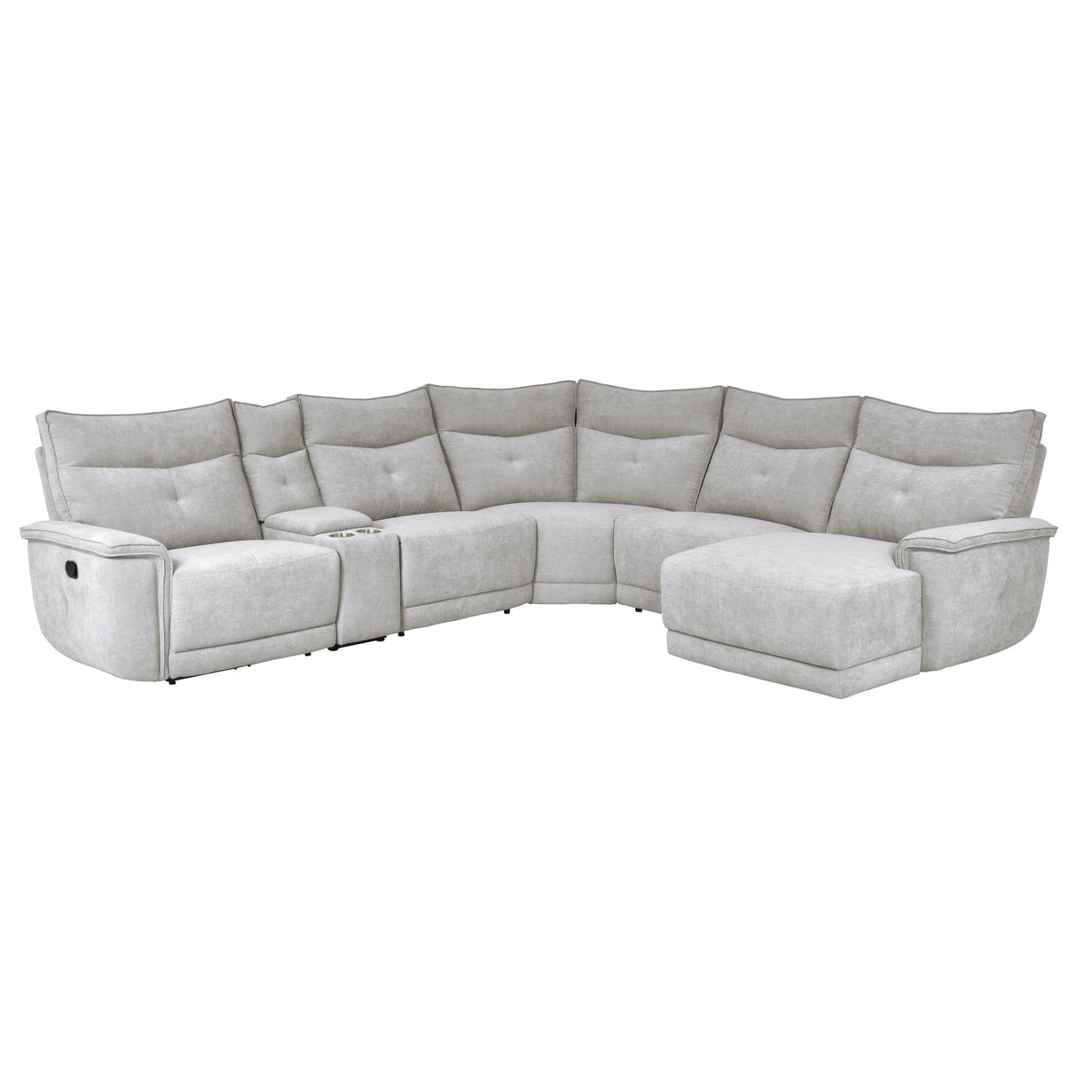 Tesoro 6Pc Modular Reclining Sectional with Right Chaise in Mist Gray – Homelegance