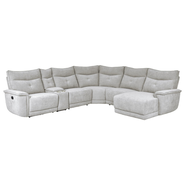 Tesoro 6Pc Modular Reclining Sectional with Right Chaise in Mist Gray – Homelegance