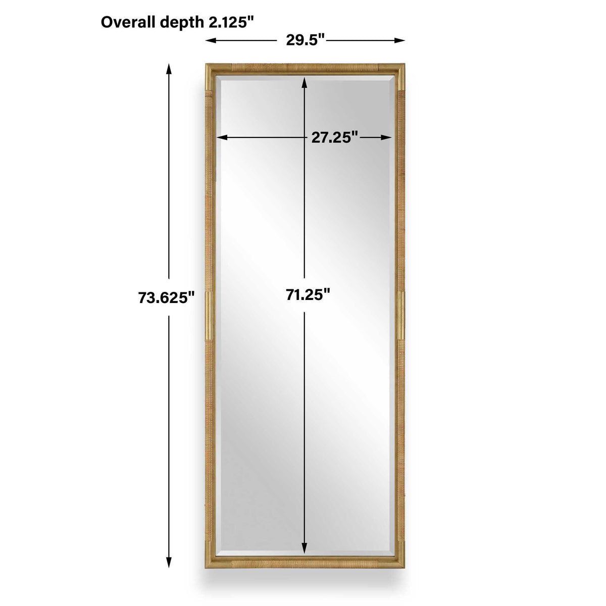 Kampar Full Length Rattan Tall Mirror - Gold by Uttermost - View 7