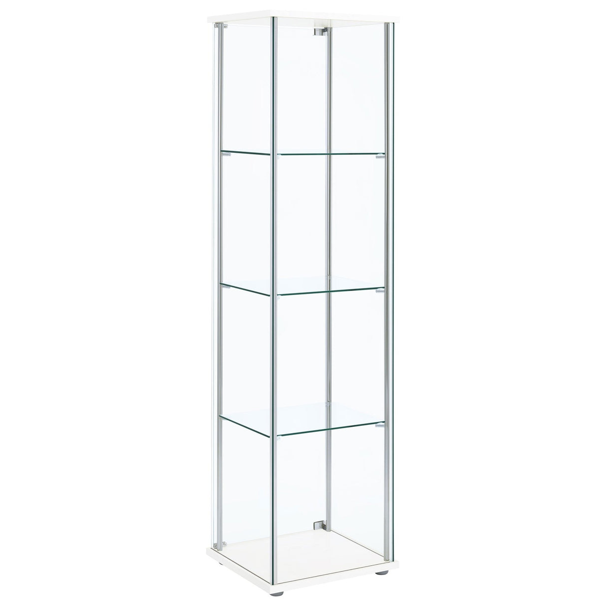 Bellatrix Rectangular 4 - shelf Curio Cabinet White and Clear | Coaster - 951072 - Home Elegance USA - 6