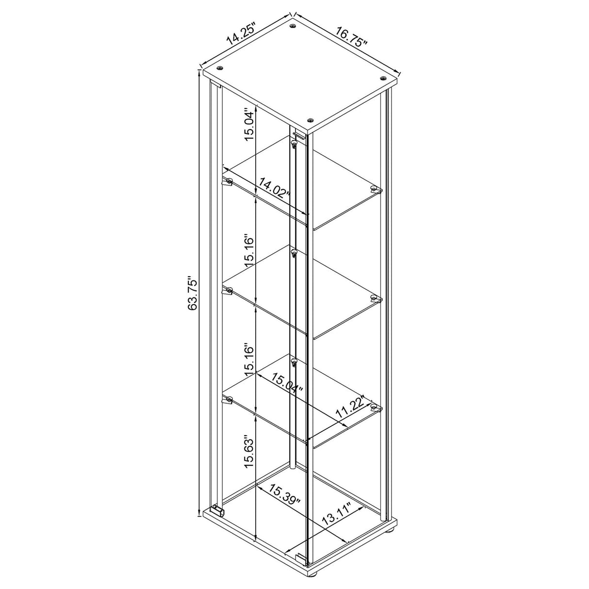 Bellatrix Rectangular 4 - shelf Curio Cabinet White and Clear | Coaster - 951072 - Home Elegance USA - 13