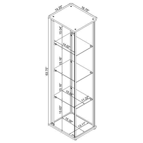 Curio Cabinet - Bellatrix Rectangular 4-shelf Curio Cabinet White and Clear