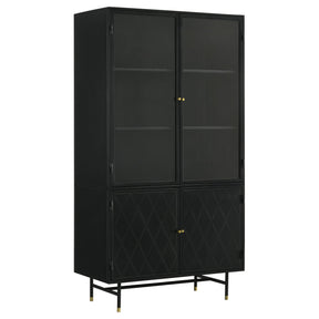 Tall Accent Cabinet - Santiago Rectangular 4-door Cabinet Matte Black