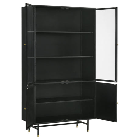 Tall Accent Cabinet - Santiago Rectangular 4-door Cabinet Matte Black