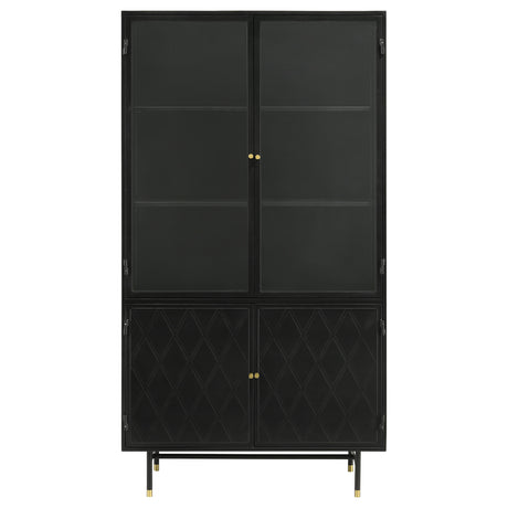 Tall Accent Cabinet - Santiago Rectangular 4-door Cabinet Matte Black