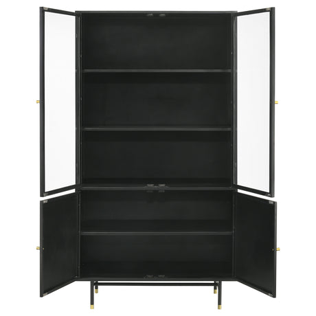 Tall Accent Cabinet - Santiago Rectangular 4-door Cabinet Matte Black