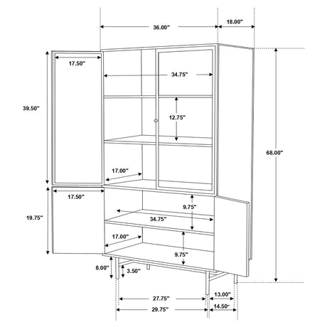 Tall Accent Cabinet - Santiago Rectangular 4-door Cabinet Matte Black