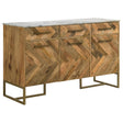 Keaton 3 - door Accent Cabinet with Marble Top Natural and Antique Gold | Coaster | Home Elegance USA