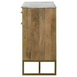 Accent Cabinet - Keaton 2-door Accent Cabinet with Marble Top Natural and Antique Gold