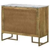 Accent Cabinet - Keaton 2-door Accent Cabinet with Marble Top Natural and Antique Gold