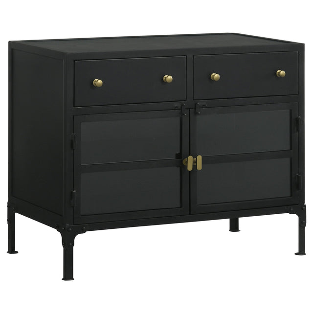 Accent Cabinet - Sadler 2-drawer Accent Cabinet with Glass Doors Black