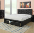 Bedroom Furniture Black Under Storage Bed FB 1pc Full Size Bed Faux Leather Upholstered Tufted Headboard