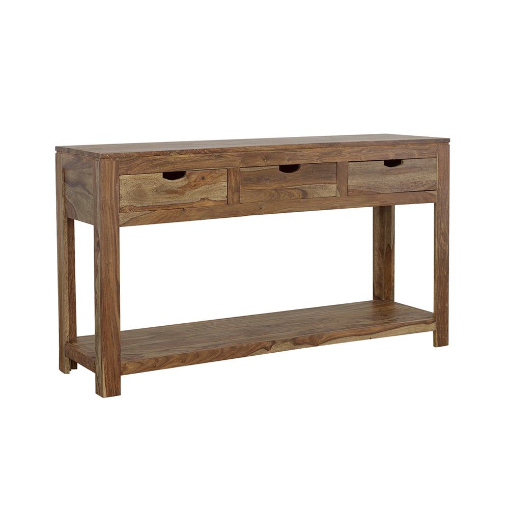 Console Table - Esther 3-drawer Storage Console Table Natural Sheesham